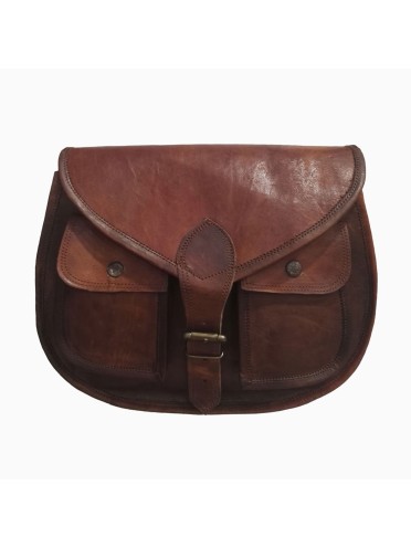 Genuine Brown Leather Women's Saddle-Style Purse Everyday Sling Handbag Crossbody Bag
